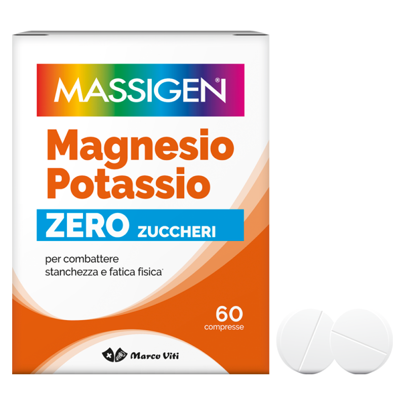 Massigen Magnesio Potassio, поддержка водно-электролитного баланса при физической и умственной нагрузке, таблетки, 60 шт