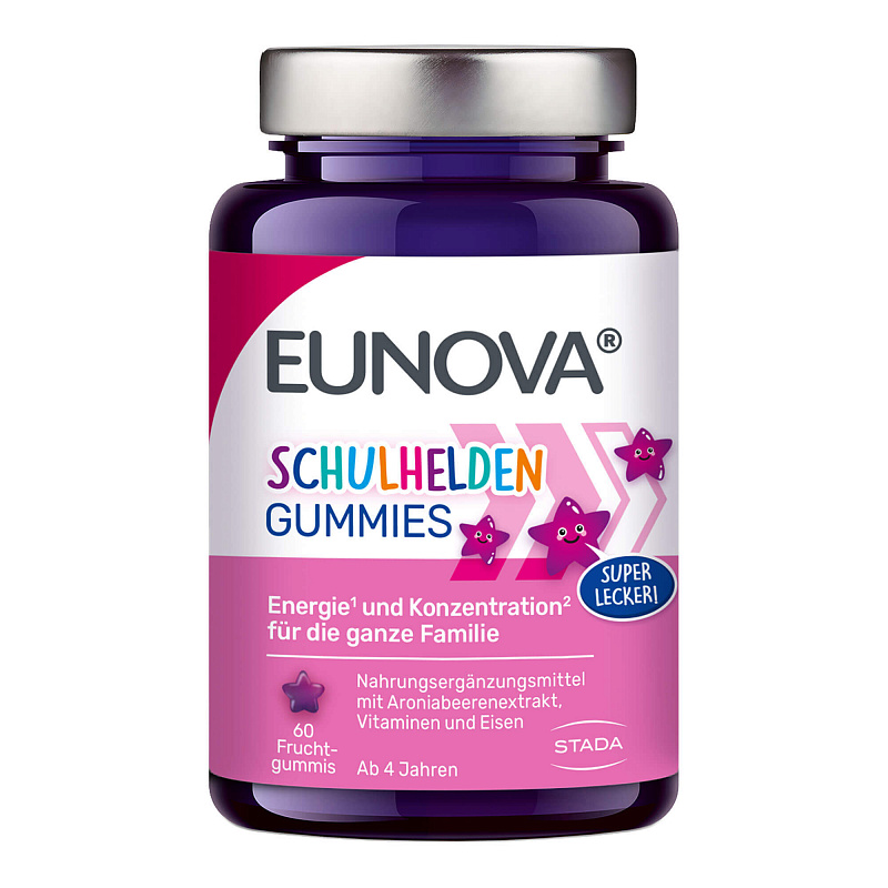 Eunova Schulhelden Gummies, поддержка иммунитета, жевательные мармеладные пастилки, 60 шт