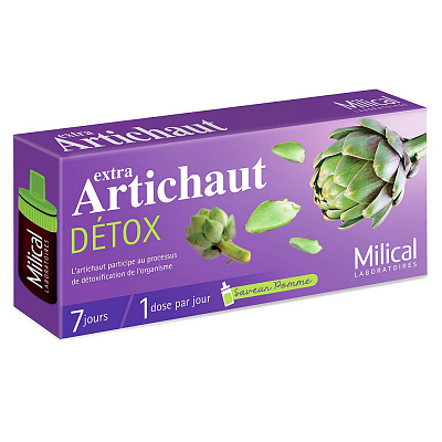 Milical Artichaut Detox, экстракт артишока, 7 доз по 10 мл.