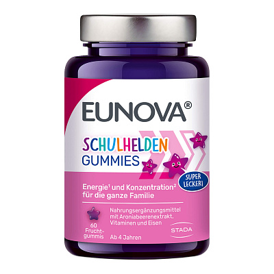 Eunova Schulhelden Gummies, поддержка иммунитета, жевательные мармеладные пастилки, 60 шт