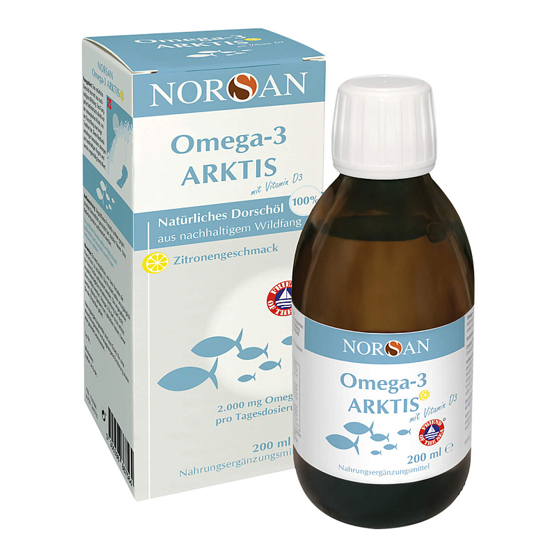 Norsan Omega-3, арктический рыбий жир и витамин D3, сироп, 200 мл