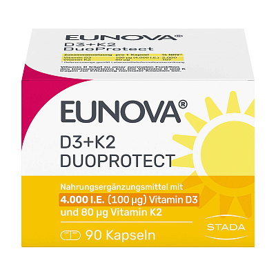 Eunova DuoProtect D3 + K2 4000 МЕ, капсулы, 90 шт
