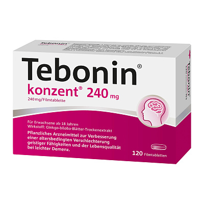 Tebonin konzent, поддержка памяти, концентрации и умственной работоспособности 240 мг, таблетки, 120 шт