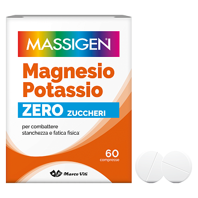 Massigen Magnesio Potassio, поддержка водно-электролитного баланса при физической и умственной нагрузке, таблетки, 60 шт